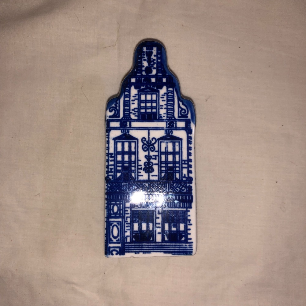 Delfts Blue Hand Painted Ceramic Canal House Miniature Bud Vase Dutch Figurine - Picture 2 of 9
